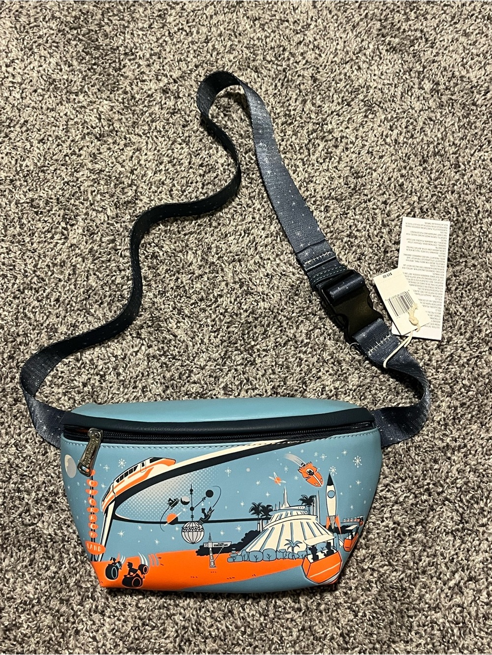 Loungefly Disney Tomorrowland Light Blue & Orange Retro WDW Fanny Pack